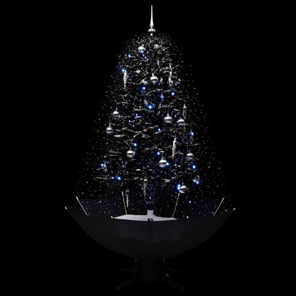 Albero di Natale con Nevicata e Base ad Ombrello Nero 170cm PVC