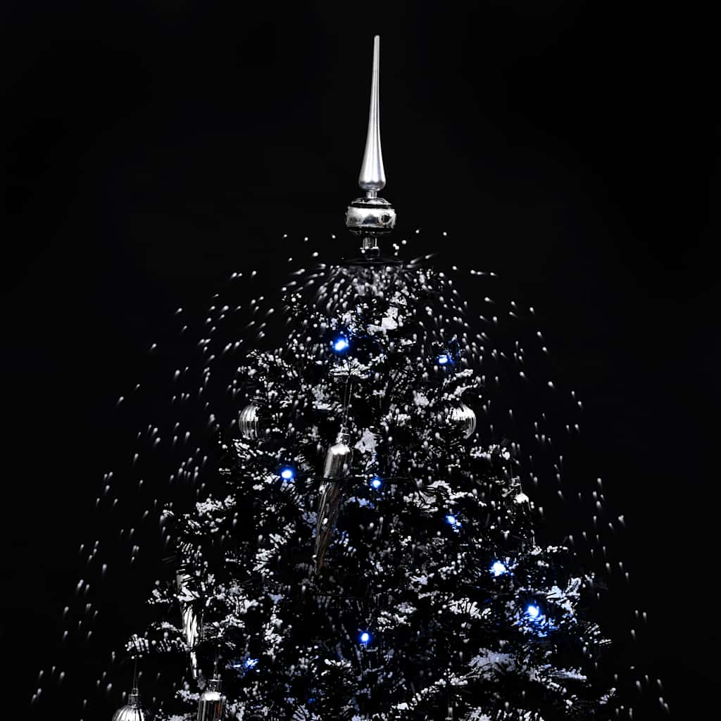 Albero di Natale con Nevicata e Base ad Ombrello Nero 170cm PVC