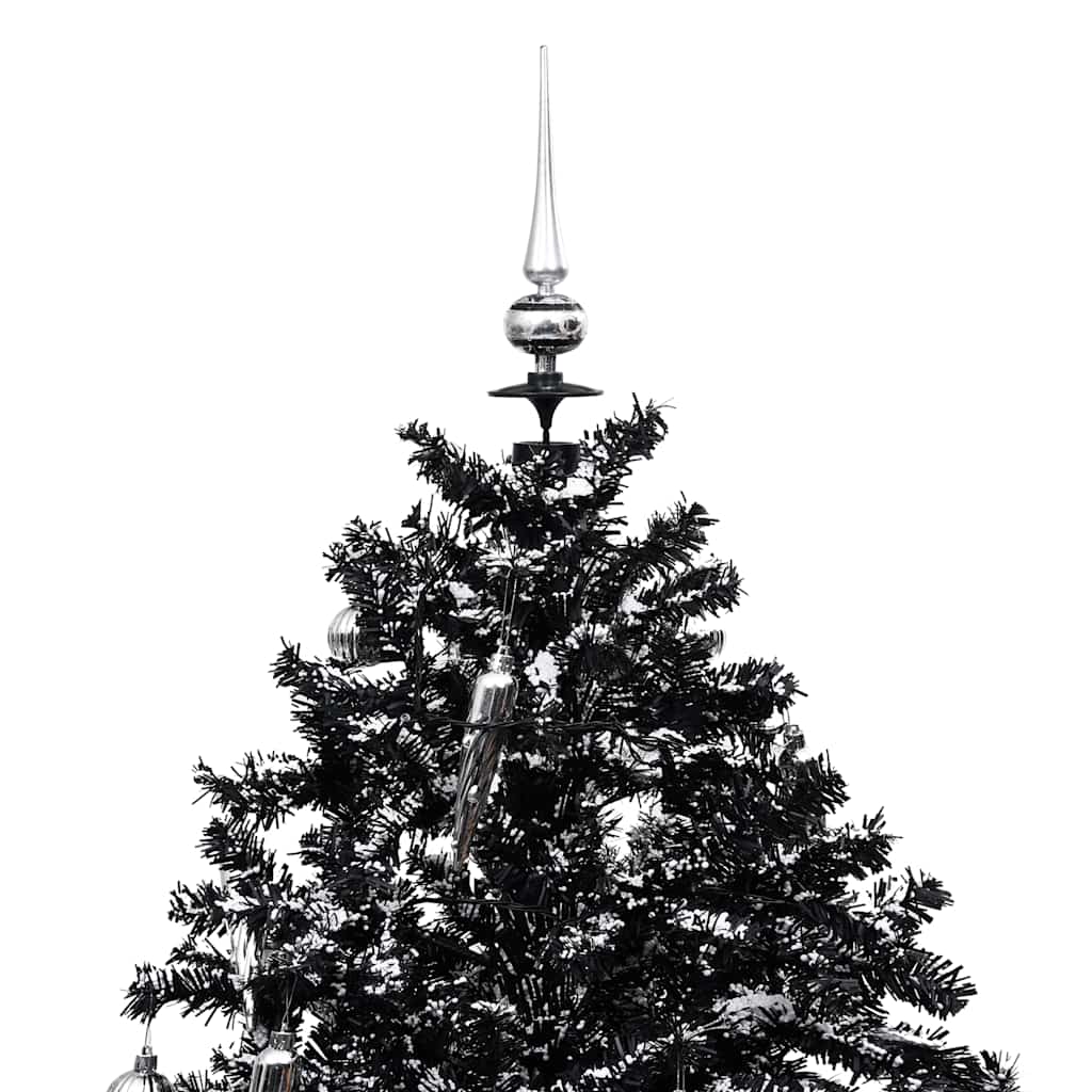 Albero di Natale con Nevicata e Base ad Ombrello Nero 190cm PVC