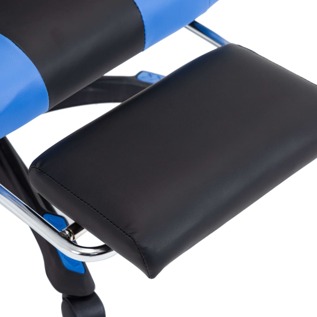 Sedia da Gaming con Poggiapiedi Blu e Nera in Similpelle | homemem39