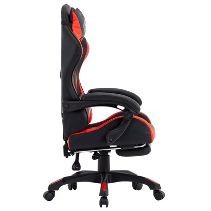 Sedia da Gaming con Poggiapiedi Rossa e Nera in Similpelle | homemem39