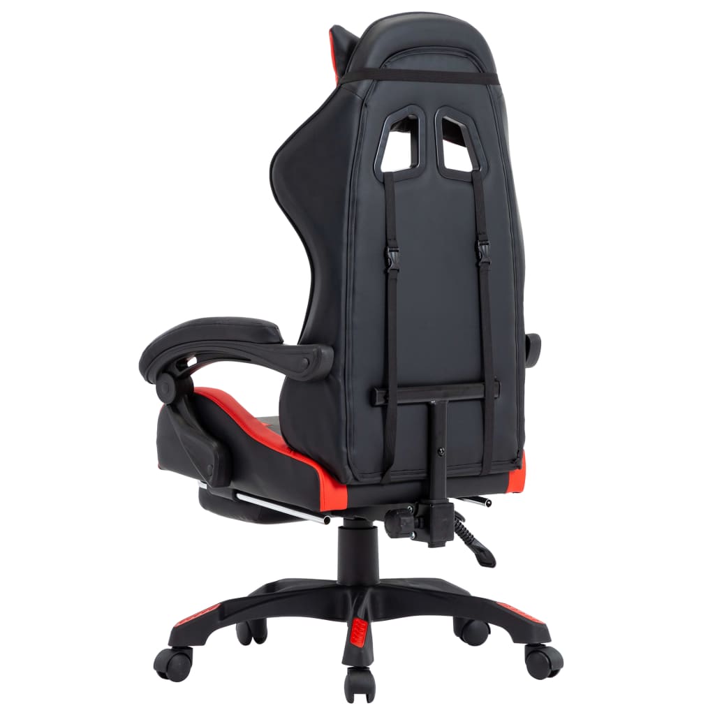 Sedia da Gaming con Poggiapiedi Rossa e Nera in Similpelle | homemem39