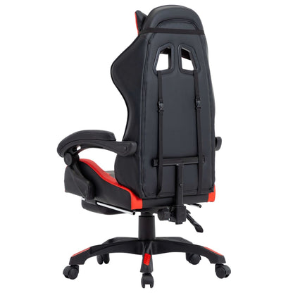 Sedia da Gaming con Poggiapiedi Rossa e Nera in Similpelle | homemem39