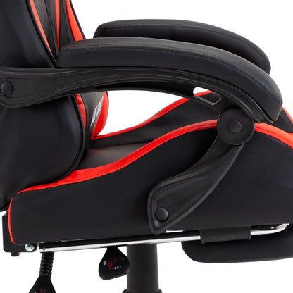 Sedia da Gaming con Poggiapiedi Rossa e Nera in Similpelle | homemem39