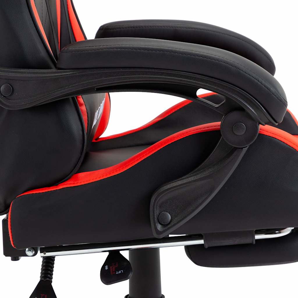 Sedia da Gaming con Poggiapiedi Rossa e Nera in Similpelle