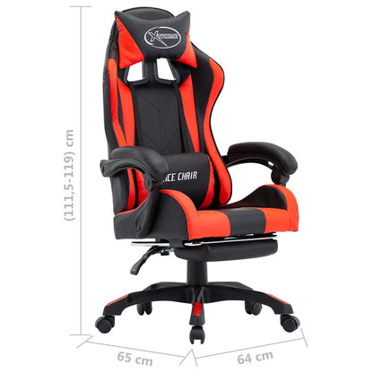 Sedia da Gaming con Poggiapiedi Rossa e Nera in Similpelle