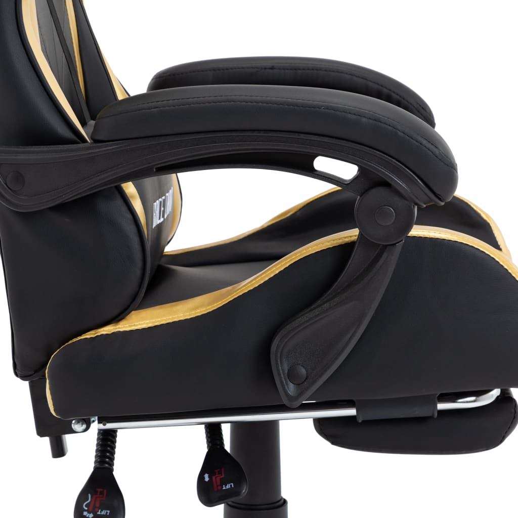 Sedia da Gaming con Poggiapiedi Oro e Nera in Similpelle | homemem39