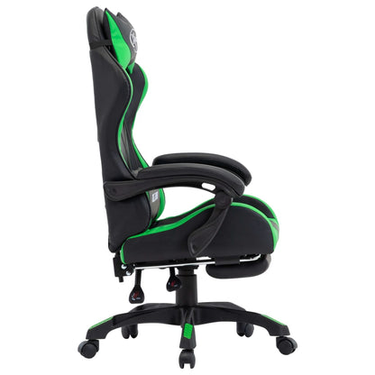 Sedia da Gaming con Poggiapiedi Verde e Nera in Similpelle - homemem39