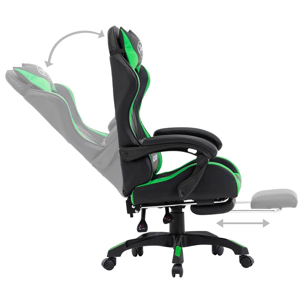 Sedia da Gaming con Poggiapiedi e Nera in Similpelle