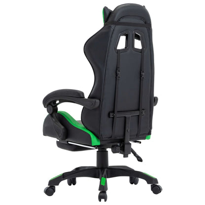 Sedia da Gaming con Poggiapiedi Verde e Nera in Similpelle | homemem39
