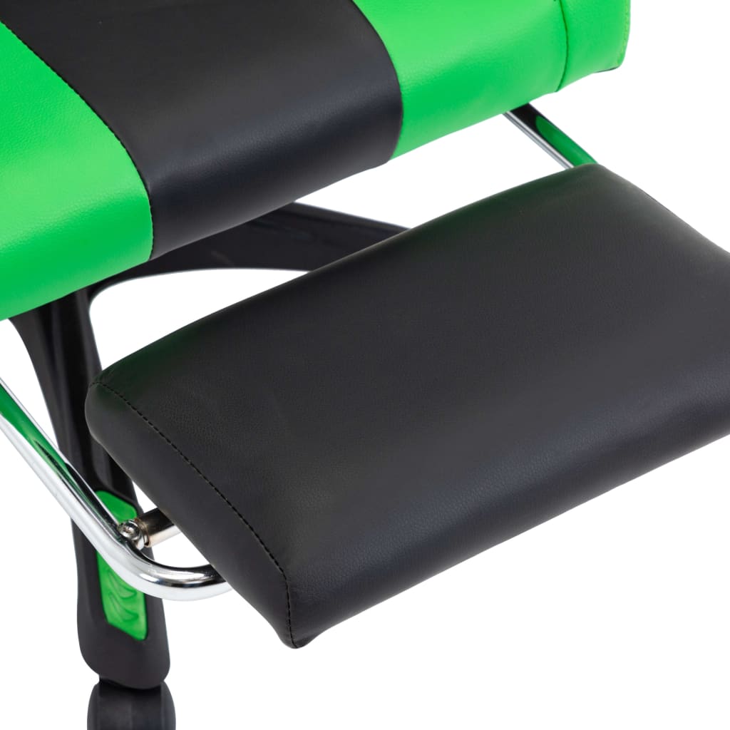 Sedia da Gaming con Poggiapiedi Verde e Nera in Similpelle | homemem39