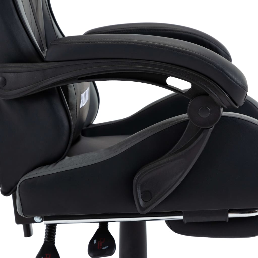Sedia da Gaming con Poggiapiedi Grigia e Nera in Similpelle | homemem39