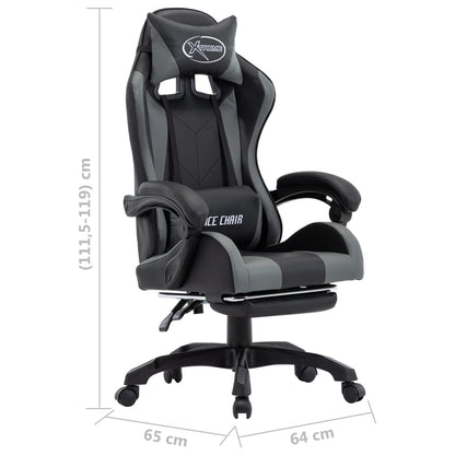 Sedia da Gaming con Poggiapiedi Grigia e Nera in Similpelle | homemem39