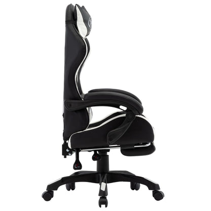 Sedia da Gaming con Poggiapiedi Bianca e Nera in Similpelle | homemem39