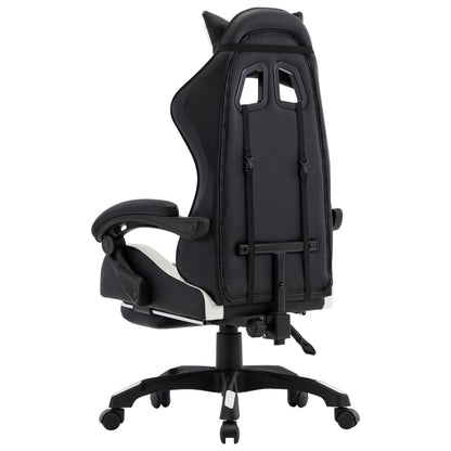 Sedia da Gaming con Poggiapiedi Bianca e Nera in Similpelle | homemem39