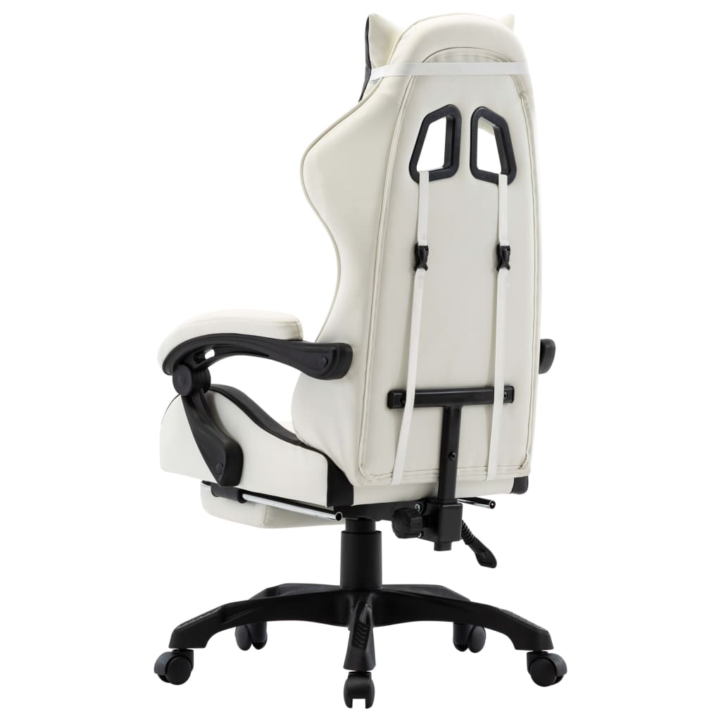 Sedia da Gaming con Poggiapiedi Nera e Bianca in Similpelle | homemem39