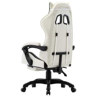 Sedia da Gaming con Poggiapiedi Nera e Bianca in Similpelle | homemem39