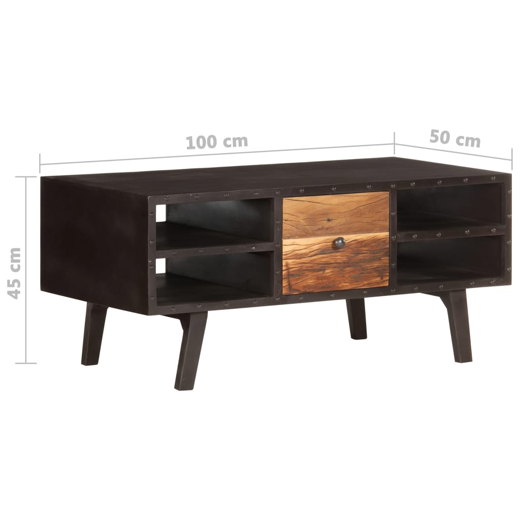 Tavolino da Salotto 100x50x45 cm in Legno Massello di Recupero