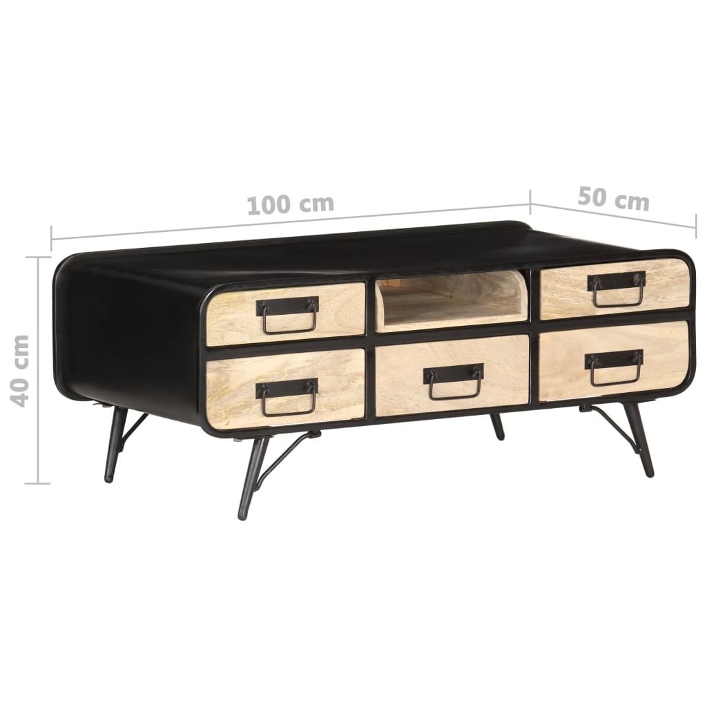 Tavolino da Salotto 100x50x40 cm in Legno Massello di Mango | homemem39