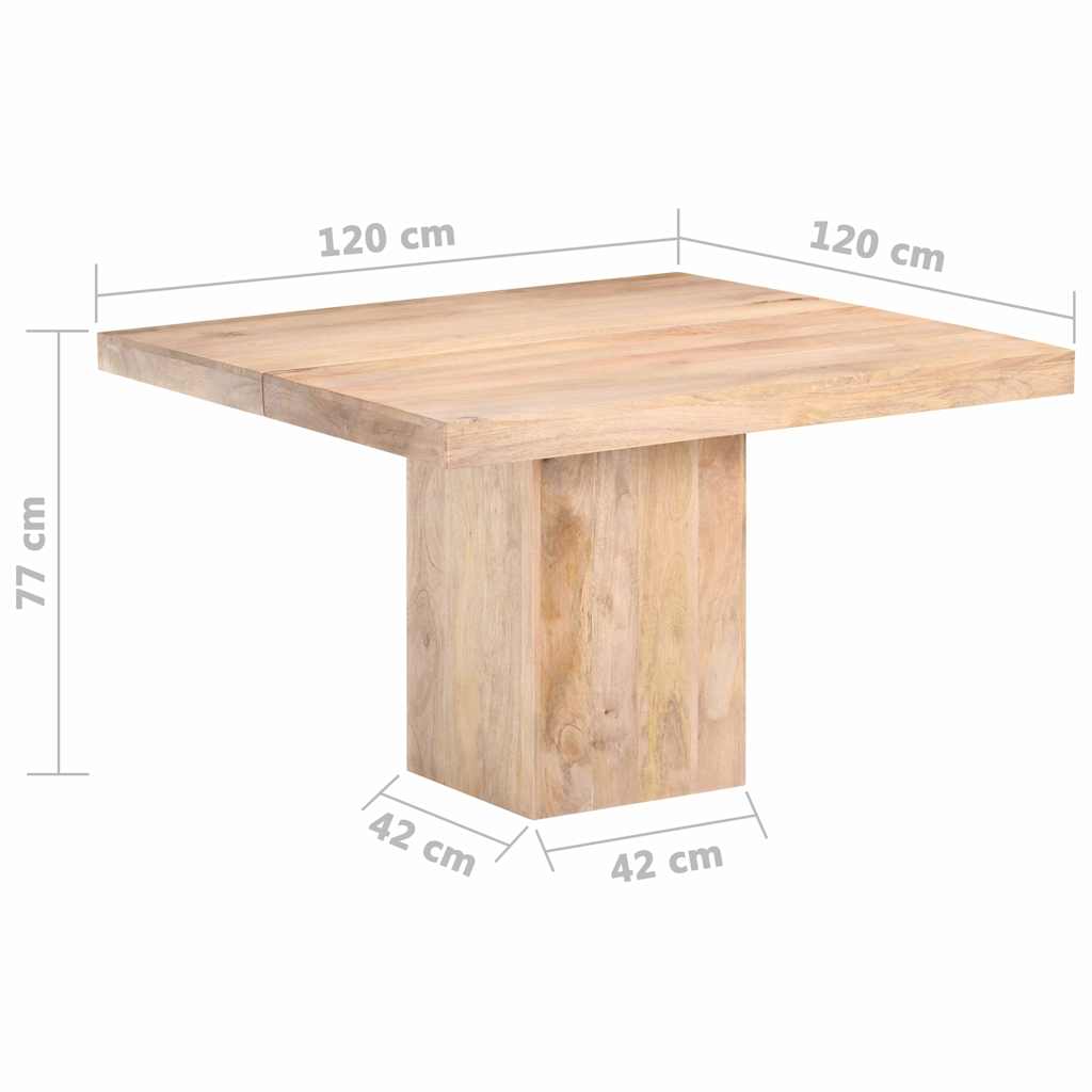 Tavolo da Pranzo 120x120x77 cm in Legno Massello di Mango