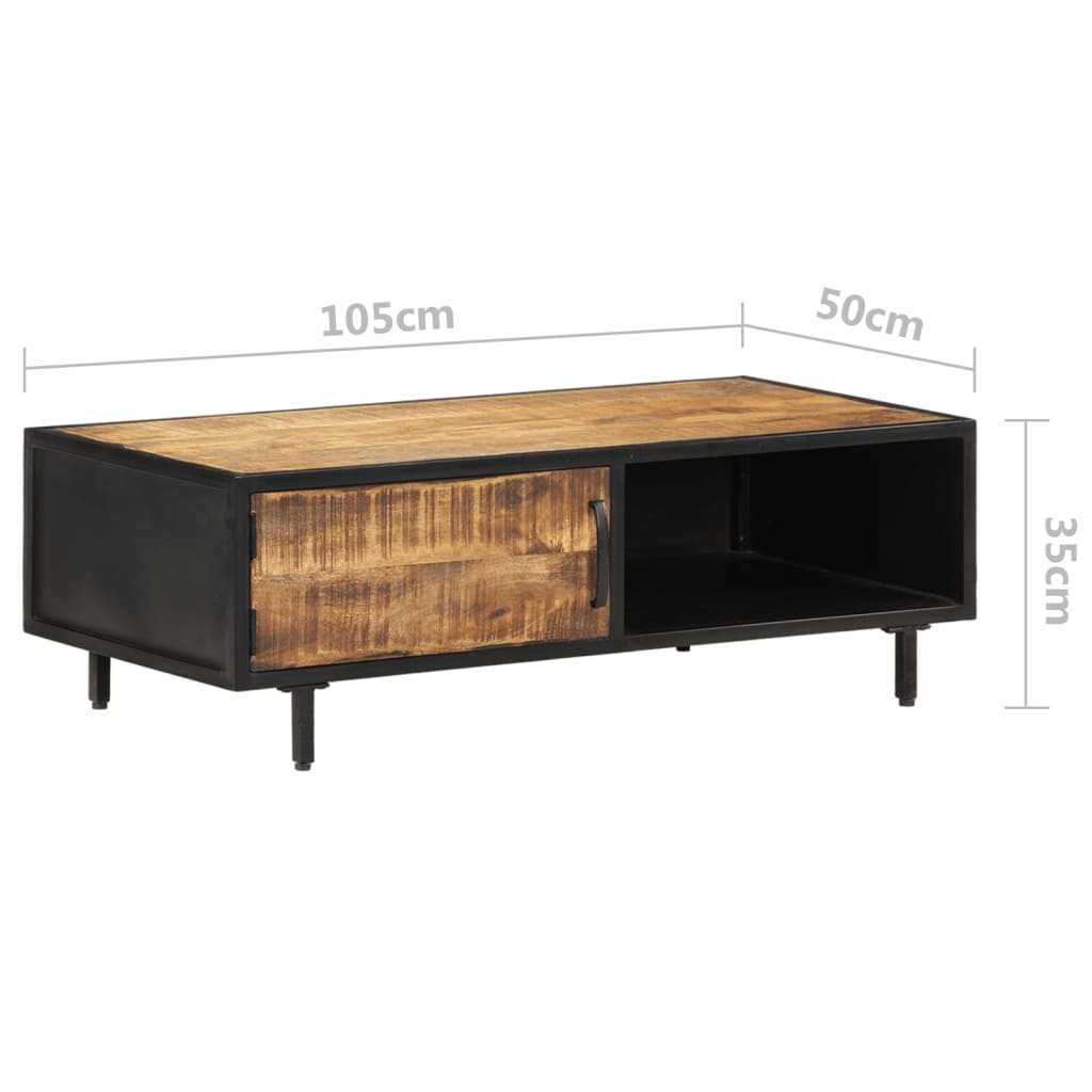 Tavolino da Salotto 105x50x35 cm in Legno di Mango Grezzo | homemem39