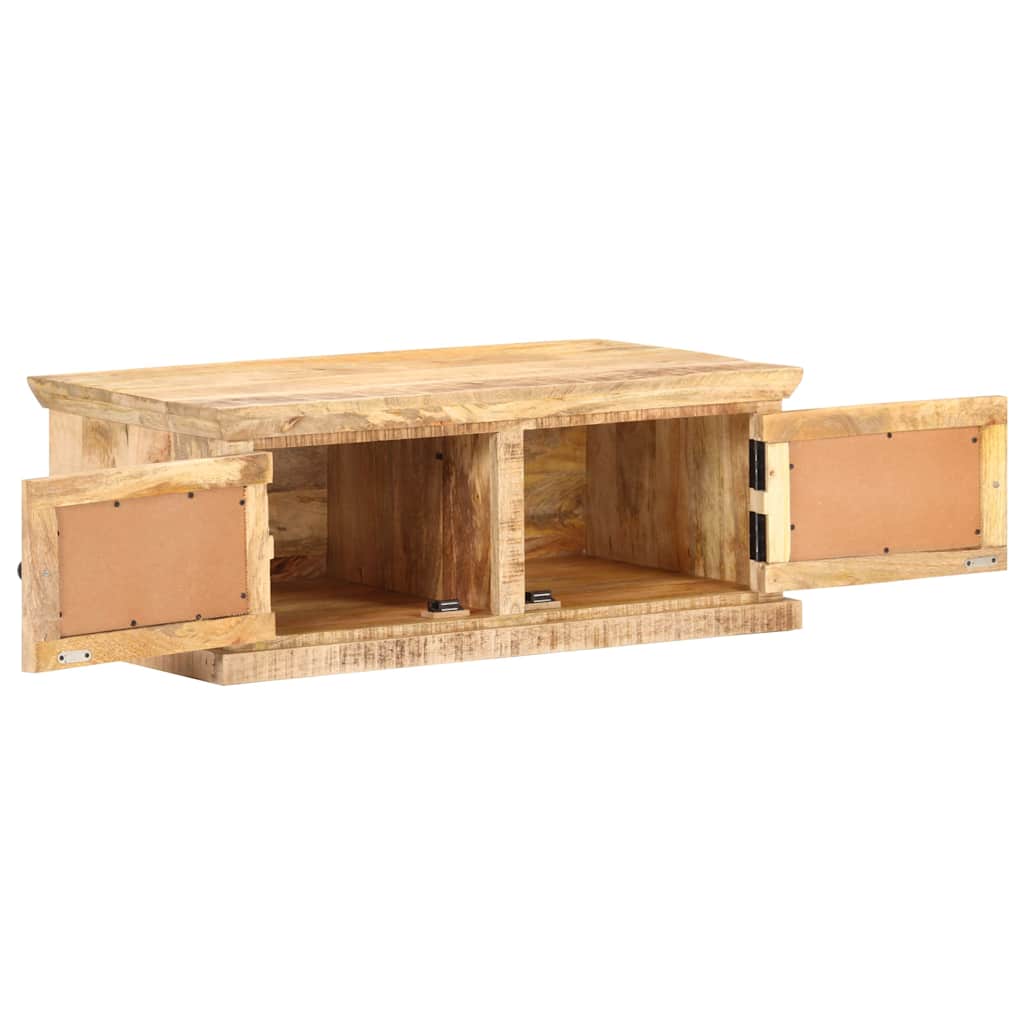 Tavolino da Salotto 90x50x35 cm Legno Massello di Mango e Canna