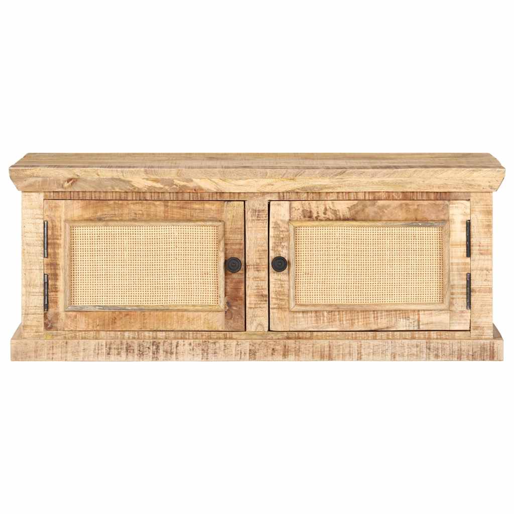 Tavolino da Salotto 90x50x35 cm Legno Massello di Mango e Canna