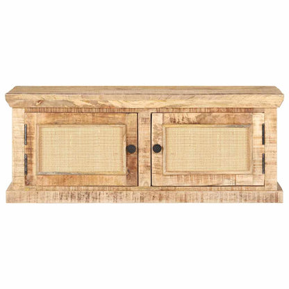 Tavolino da Salotto 90x50x35 cm Legno Massello di Mango e Canna