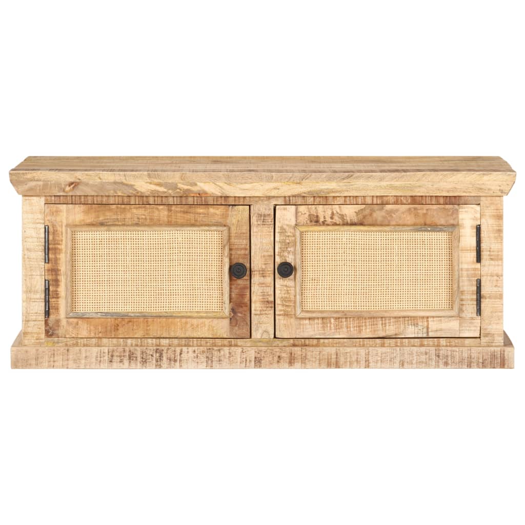 Tavolino da Salotto 90x50x35 cm Legno Massello di Mango e Canna