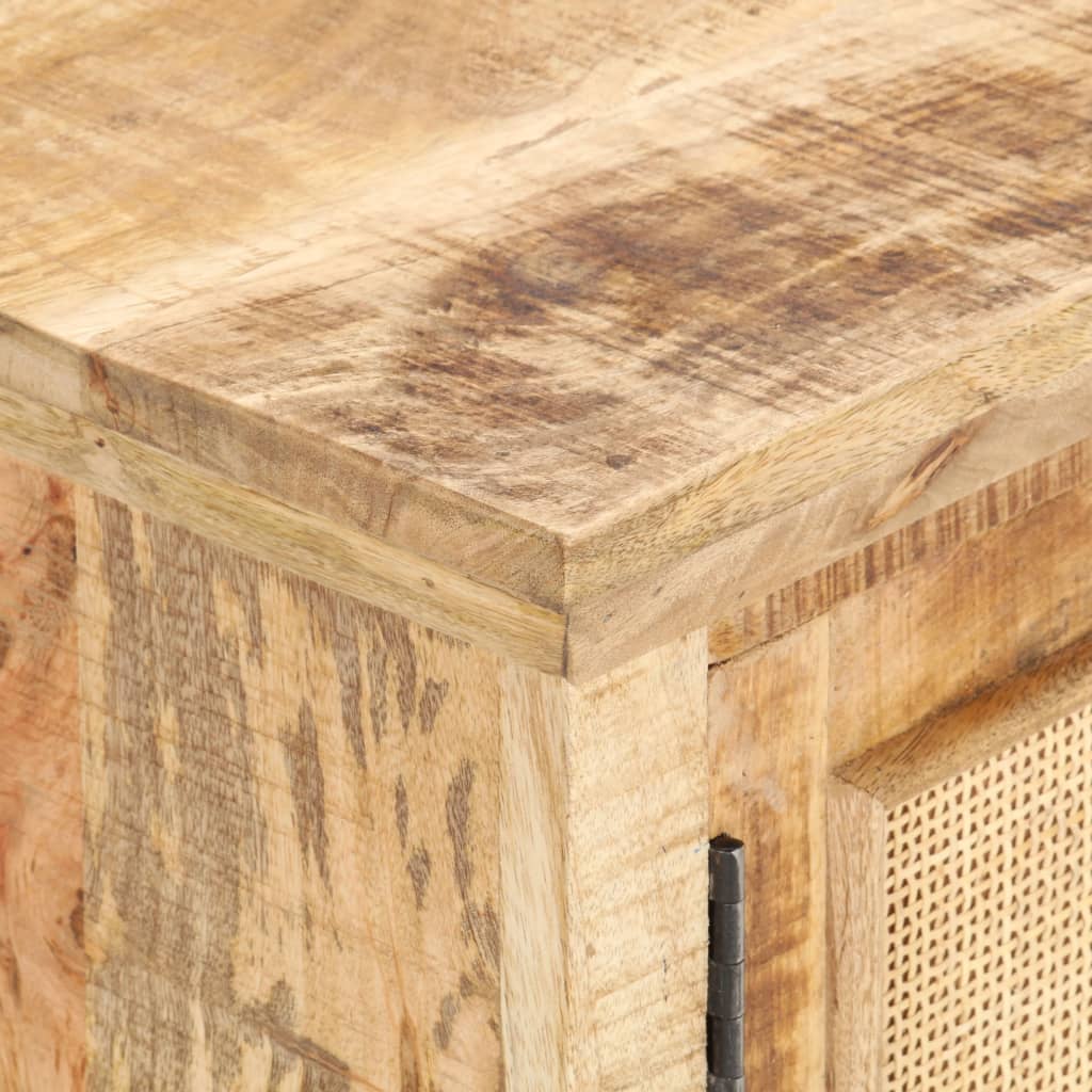 Tavolino da Salotto 90x50x35 cm Legno Massello di Mango e Canna