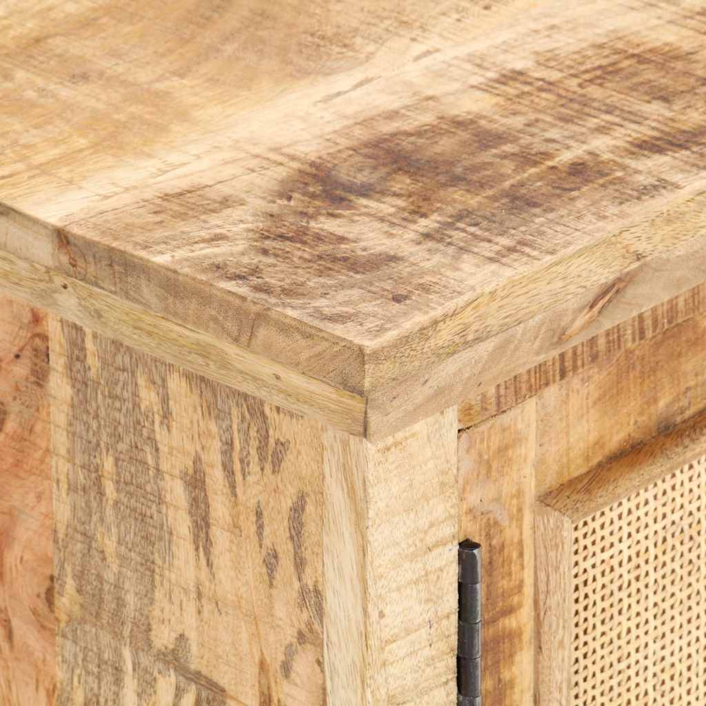 Tavolino da Salotto 90x50x35 cm Legno Massello di Mango e Canna
