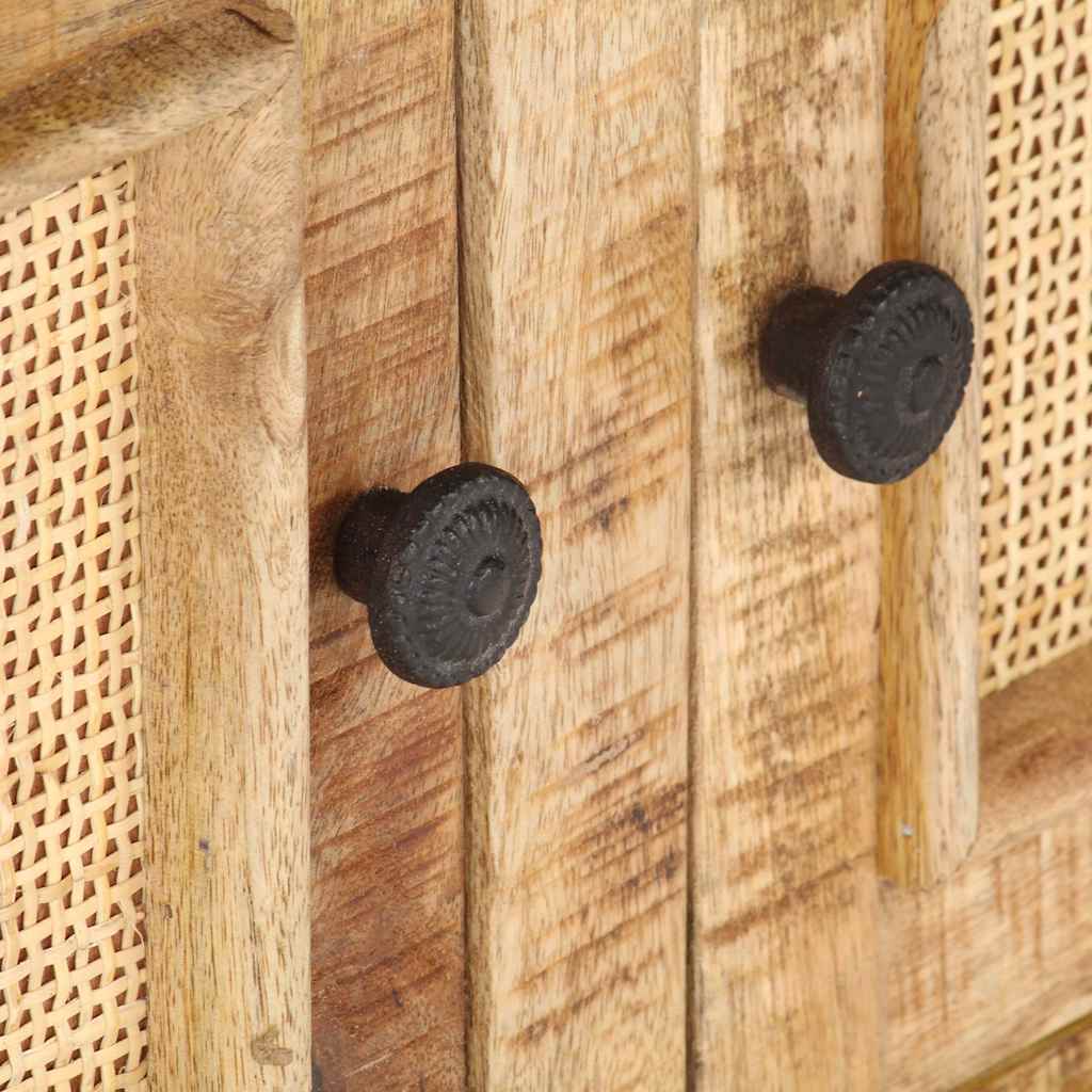 Tavolino da Salotto 90x50x35 cm Legno Massello di Mango e Canna