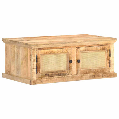 Tavolino da Salotto 90x50x35 cm Legno Massello di Mango e Canna