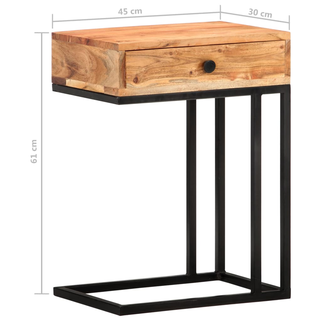 Tavolino Laterale a Forma di U 45x30x61 cm in Massello Acacia | homemem39