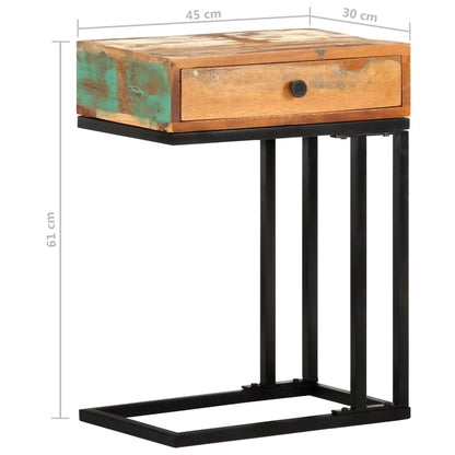 Tavolino Laterale a Forma di U 45x30x61 cm in Legno di Recupero | homemem39
