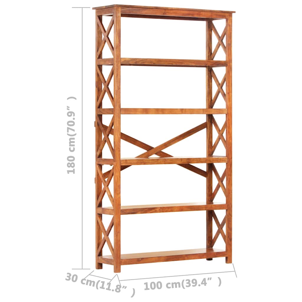 Libreria 100x30x180 cm Legno Massello Acacia Finitura Ambra