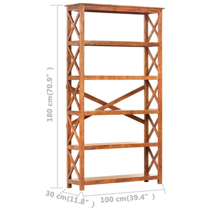 Libreria 100x30x180 cm Legno Massello Acacia Finitura Ambra