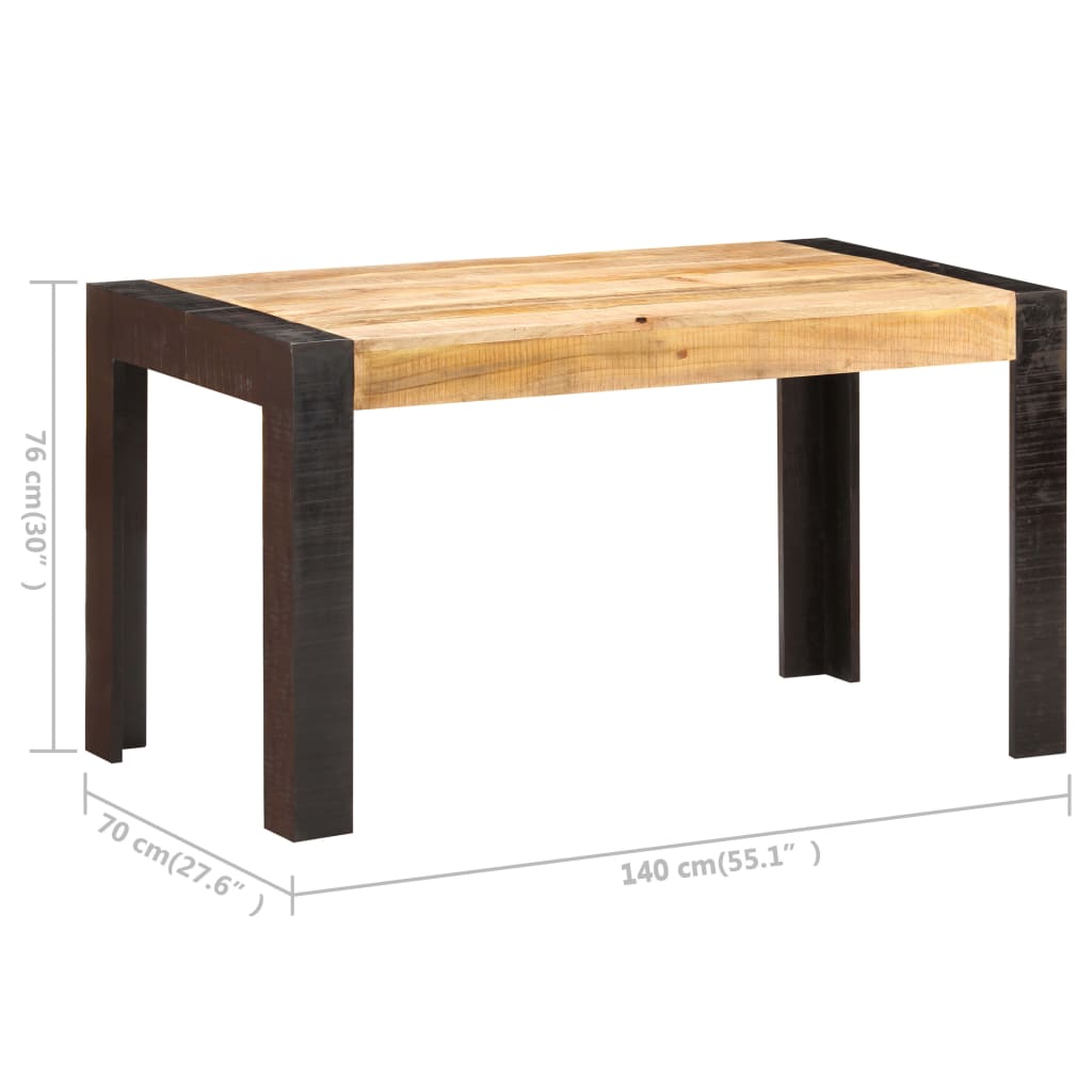 Tavolo da Pranzo 140x70x76 cm in Legno Massello di Mango Grezzo | homemem39