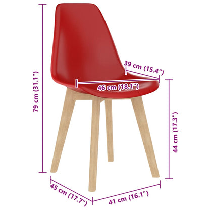 Sedie da Pranzo 4 pz Rosse in Plastica