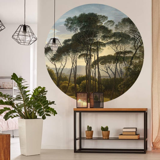 WallArt Circular Wallpaper Umbrella Pines in Italy 142.5 cm