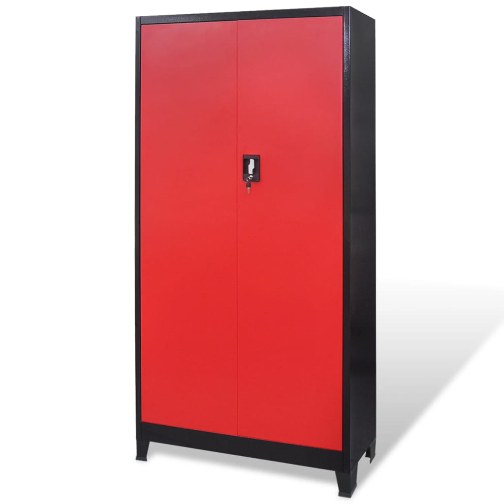 Armadio Portautensili con Cassetti 90x40x180 cm Rosso e Nero | homemem39