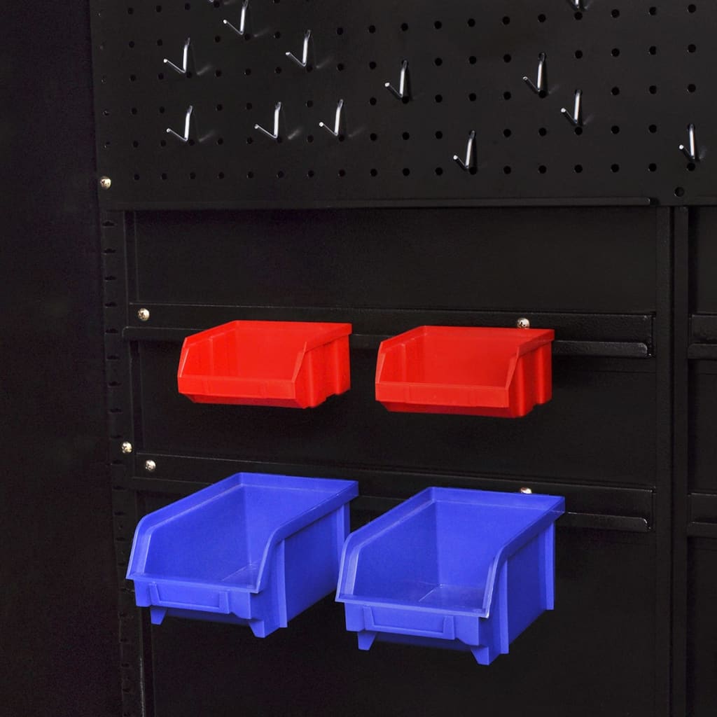 Armadio Portautensili con Cassetti 90x40x180 cm Rosso e Nero | homemem39