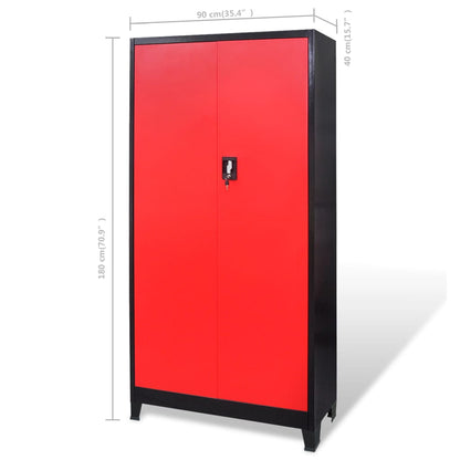 Armadio Portautensili con Cassetti 90x40x180 cm Rosso e Nero | homemem39