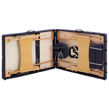 Lettino da Massaggio Pieghevole a 3 Sezioni in Legno Viola