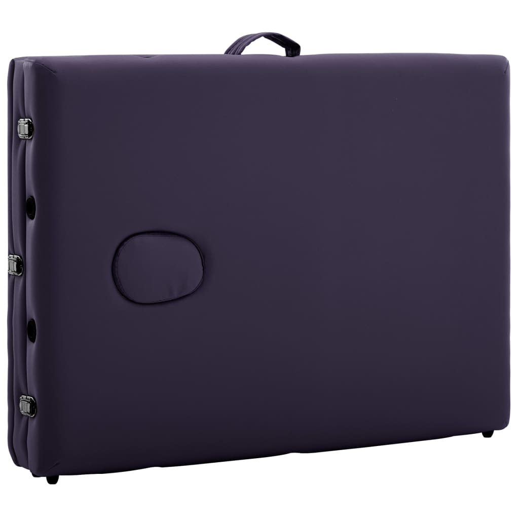 Lettino da Massaggio Pieghevole a 3 Sezioni in Legno Viola