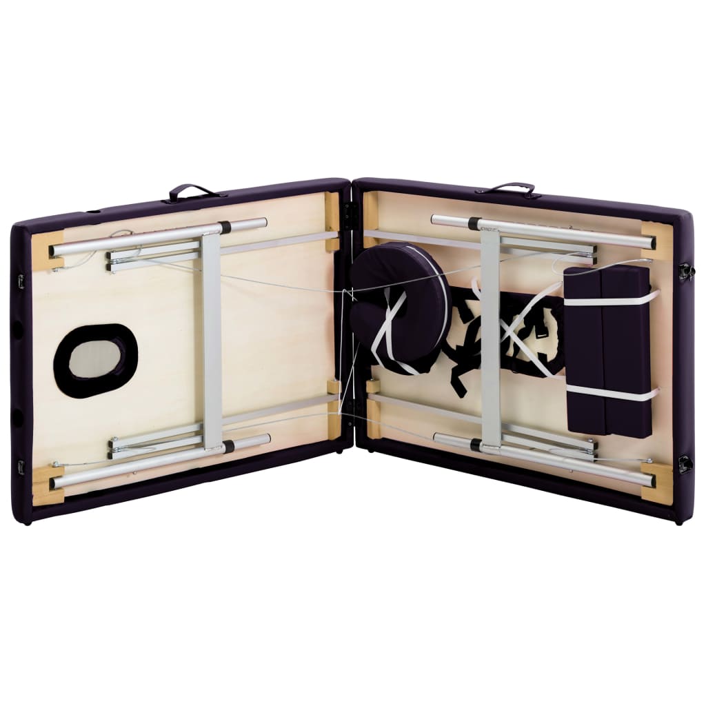 Lettino da Massaggio a 2 Sezioni in Alluminio Viola - homemem39