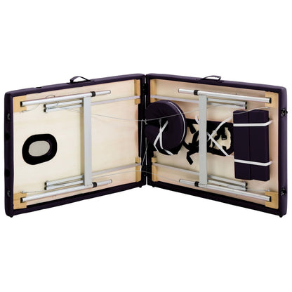 Lettino da Massaggio a 2 Sezioni in Alluminio Viola - homemem39