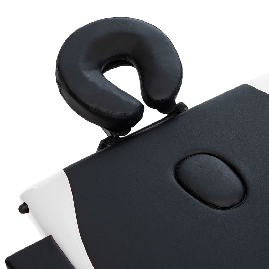 Lettino Massaggio Pieghevole a 3 Sezioni Legno Nero e Bianco - homemem39