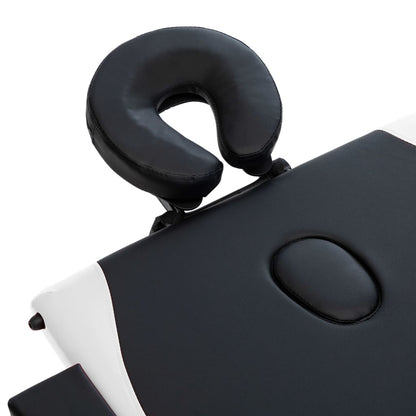 Lettino Massaggio Pieghevole a 3 Sezioni Legno Nero e Bianco - homemem39