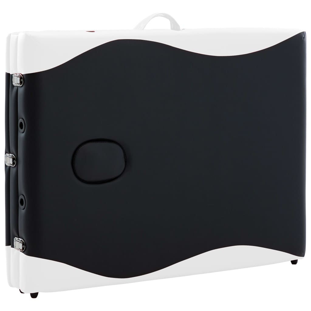 Lettino Massaggio Pieghevole a 3 Sezioni Legno Nero e Bianco - homemem39